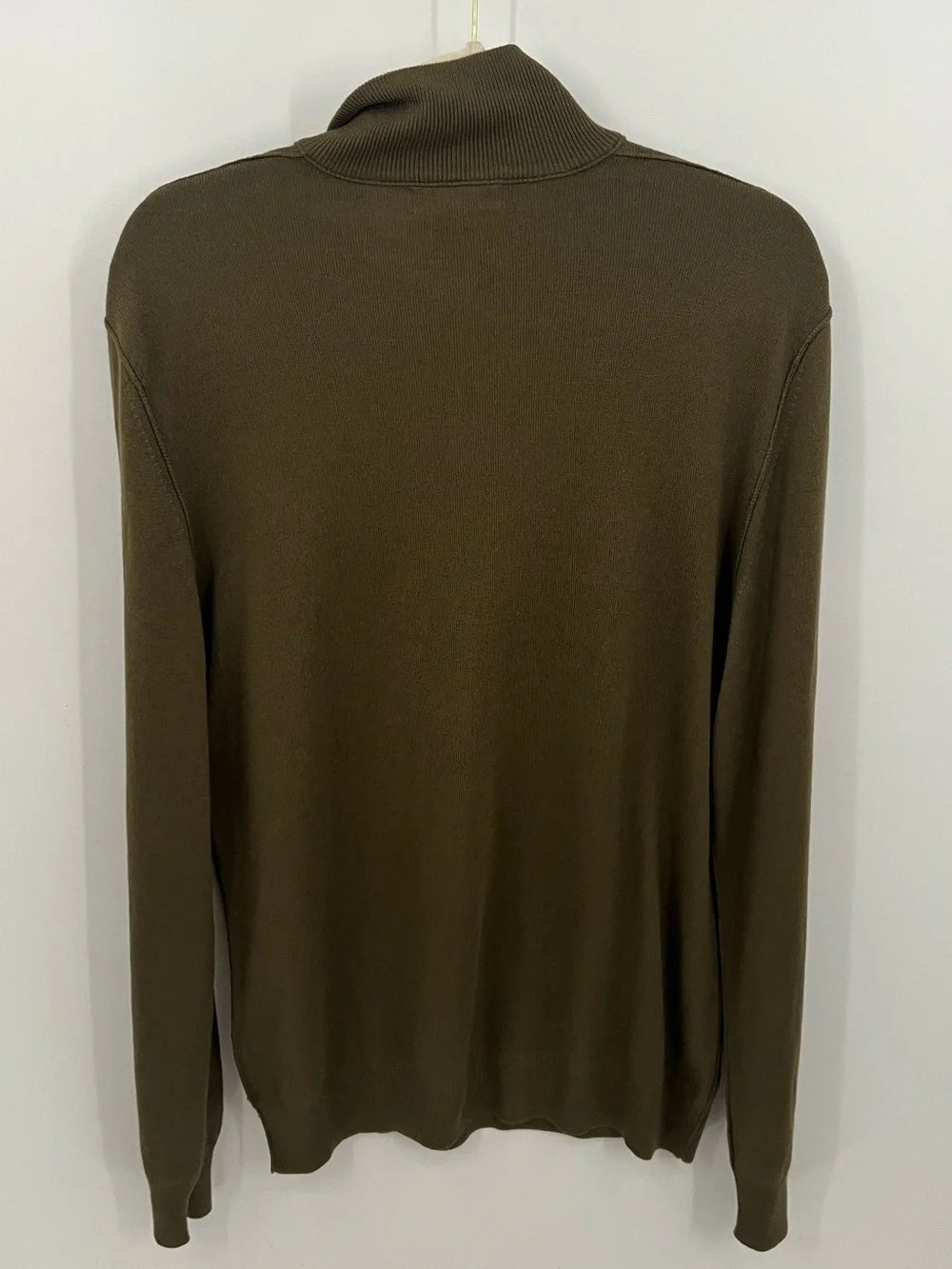 Banana Republic Men's Cashmere Silk Blend Olive Zip-Neck Sweater